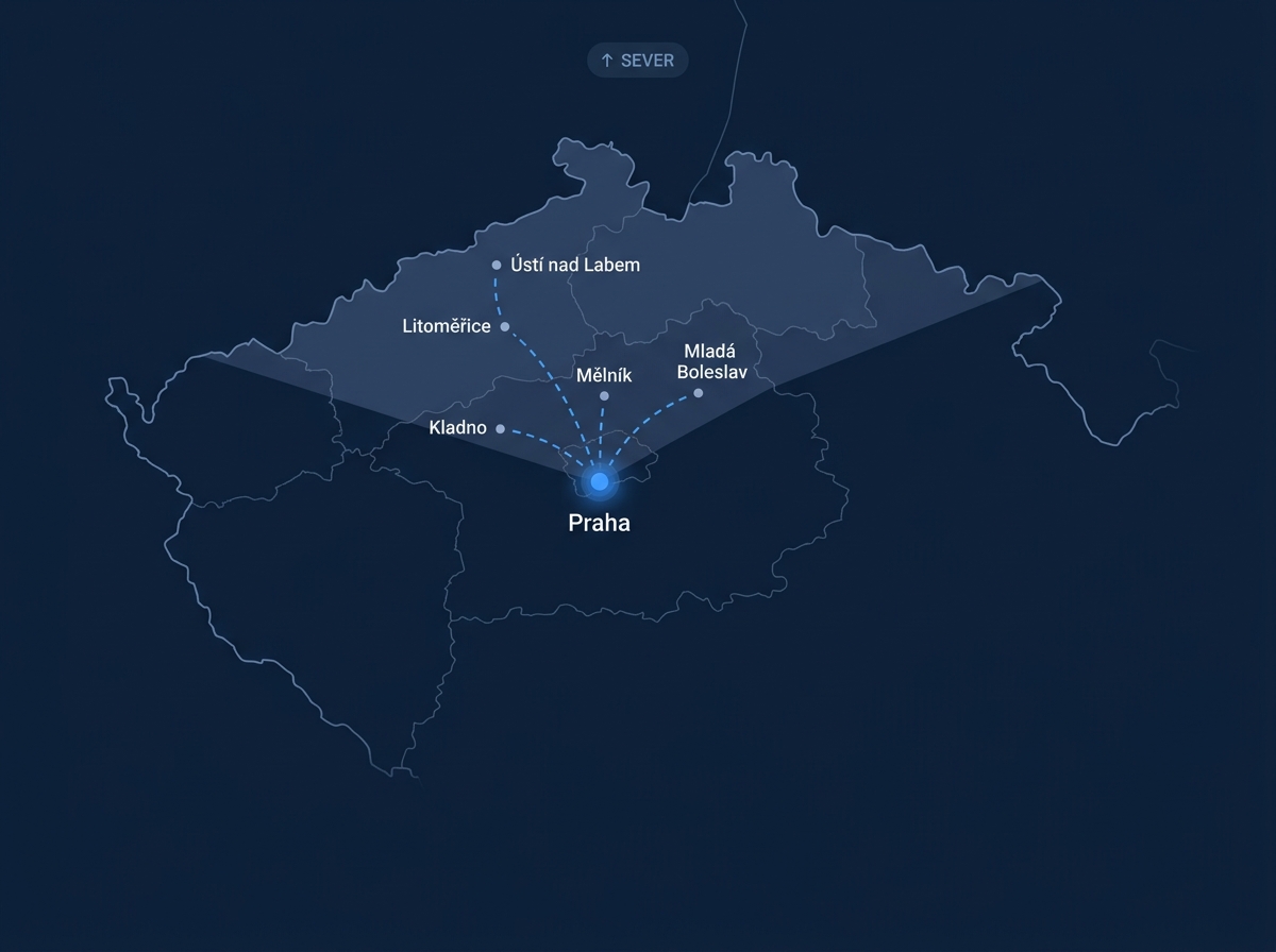 Oblast působení — Praha a sever Čech